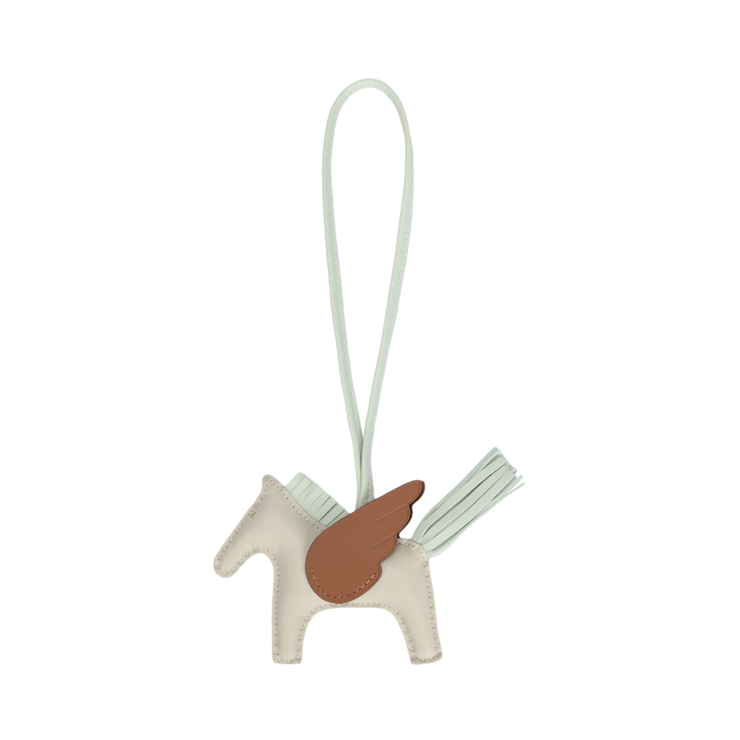 HERMES Rodeo Pegase Lambskin Horse Charm Beige Unisex Couple Style Accessory H083010CABL