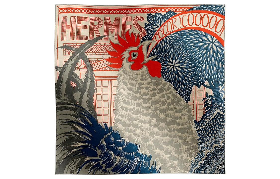 HERMES Rooster Pattern Wool Scarf Unisex Couple Design Multi-Color. H104064T-08 圖 2