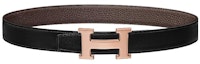 Buy HERMES Cinturón Reversible de Cuero Togo Hebilla Oro Rosa Negro 3.2cm H064544CDZ2-H073967CAAB