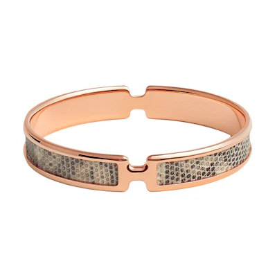 HERMES Rose Gold H Logo Lizard Leather Bracelet Unisex Couples Edition. H011117CD1BT2