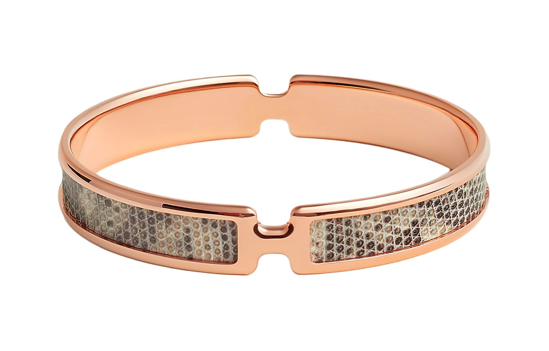 HERMES Rose Gold H Logo Lizard Leather Bracelet Unisex Couples Edition. H011117CD1BT2 圖 2