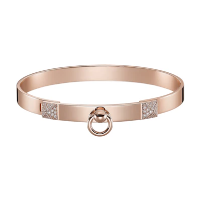 HERMES Rose Gold Lock Style Bracelet Unisex Couple Design. H115405B-00
