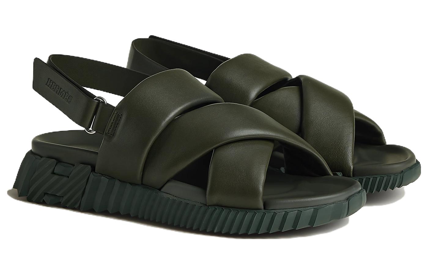 Order 爱马仕圆头平底凉鞋‘深绿色’ H232868Z-H4N