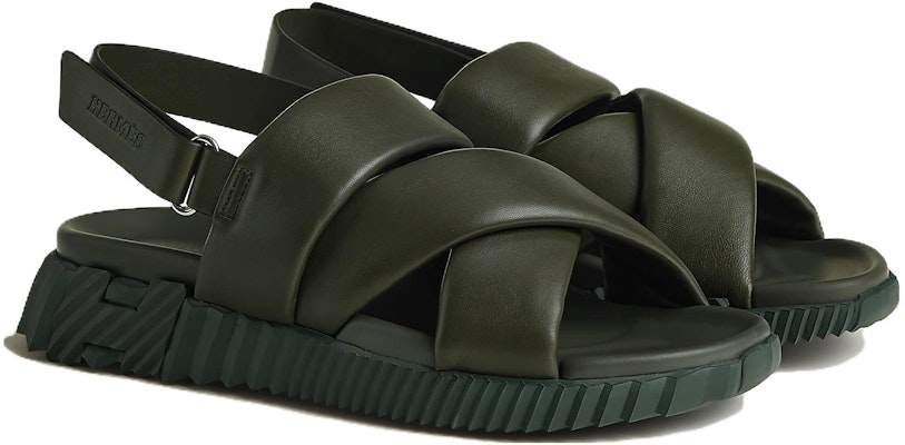 HERMES Round-Toe Flat Sandals 'Dark Green' H232868Z-H4N Order HERMES Round-Toe Flat Sandals 'Dark Green' H232868Z-H4N