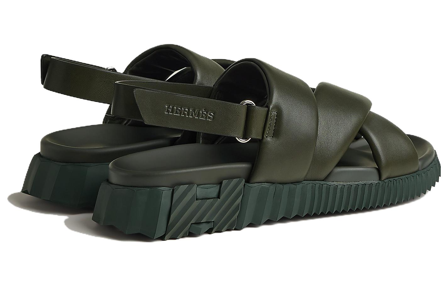 Lookbook 爱马仕圆头平底凉鞋‘深绿色’ H232868Z-H4N