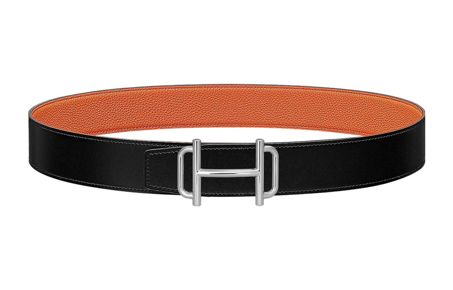 HERMES Royal  Reversible Leather Belt Black/Orange 3.8cm Wide H075370CK05-H077971CAAH095 圖 2