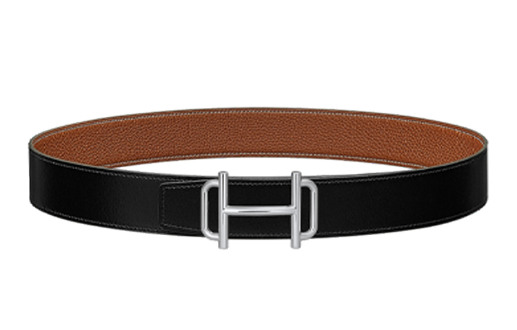 HERMES Royal Silver Buckle Togo Calfskin Reversible Belt Black/Gold 3.8cm H075370CK05-H077971CAAA