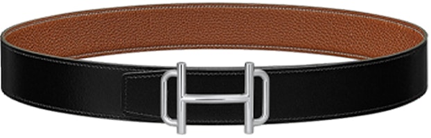 HERMES Royal Silver Buckle Togo Calfskin Reversible Belt Black/Gold 3.8cm H075370CK05-H077971CAAA HERMES Royal Silver Buckle Togo Calfskin Reversible Belt Black/Gold 3.8cm H075370CK05-H077971CAAA