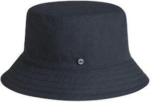 HERMES Saddle-Stitch Logo Cotton Silk Canvas Blue Bucket Hat. H232076NvI258 HERMES Saddle-Stitch Logo Cotton Silk Canvas Blue Bucket Hat. H232076NvI258