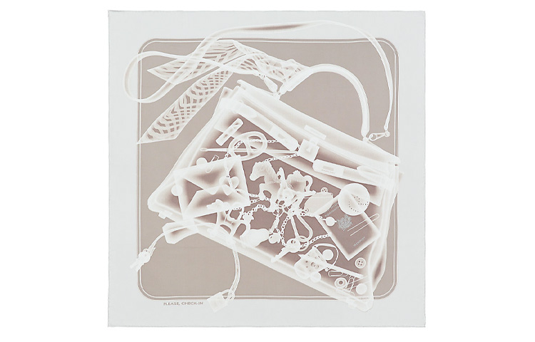 HERMES Scarf "Please Check" 90cm Square Silk Scarf Silver Gray. H002510S-38 圖 2