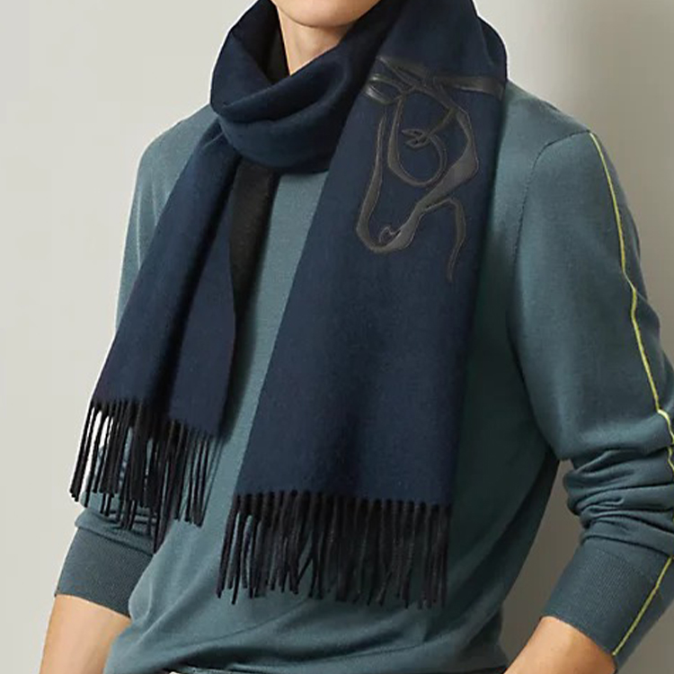 HERMES Scarf Cheval Wool with Leather Patch Details. H393782T-03 圖 3