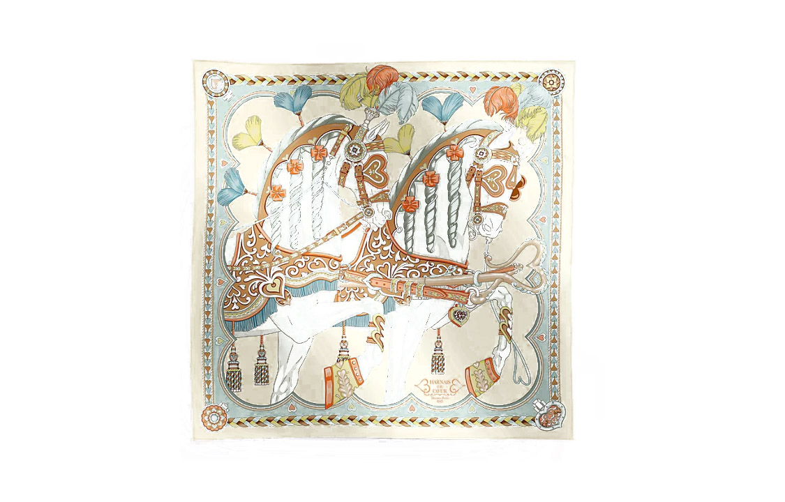 HERMES Scarf with Saddle Design Unisex Couple Style, Multiple Colors. H004090Sv02