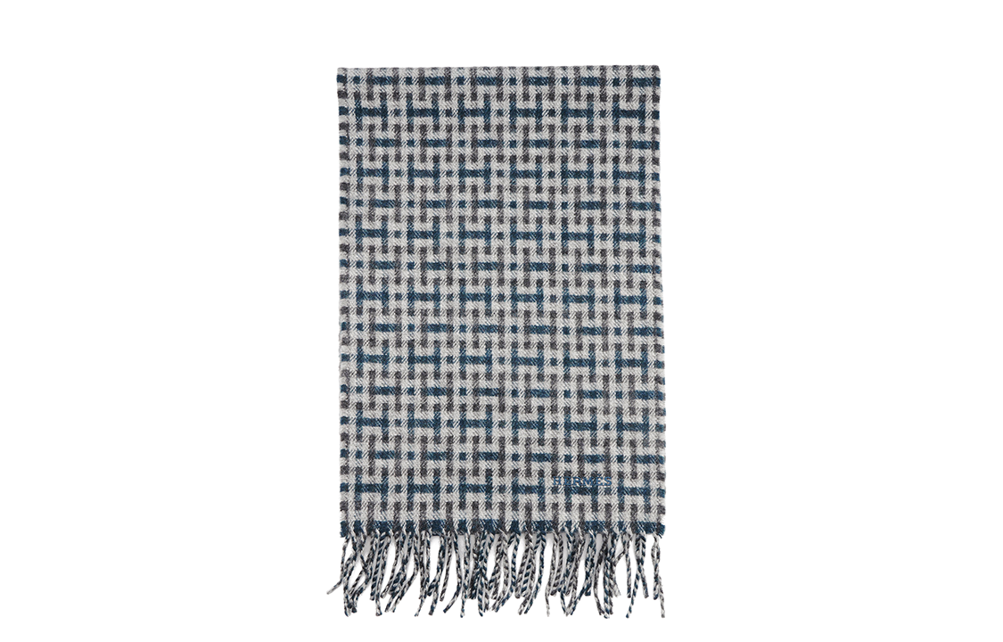 HERMES Scottish H Scarf Grey/Petroleum Blue/Light Grey H393772T-03 圖 4