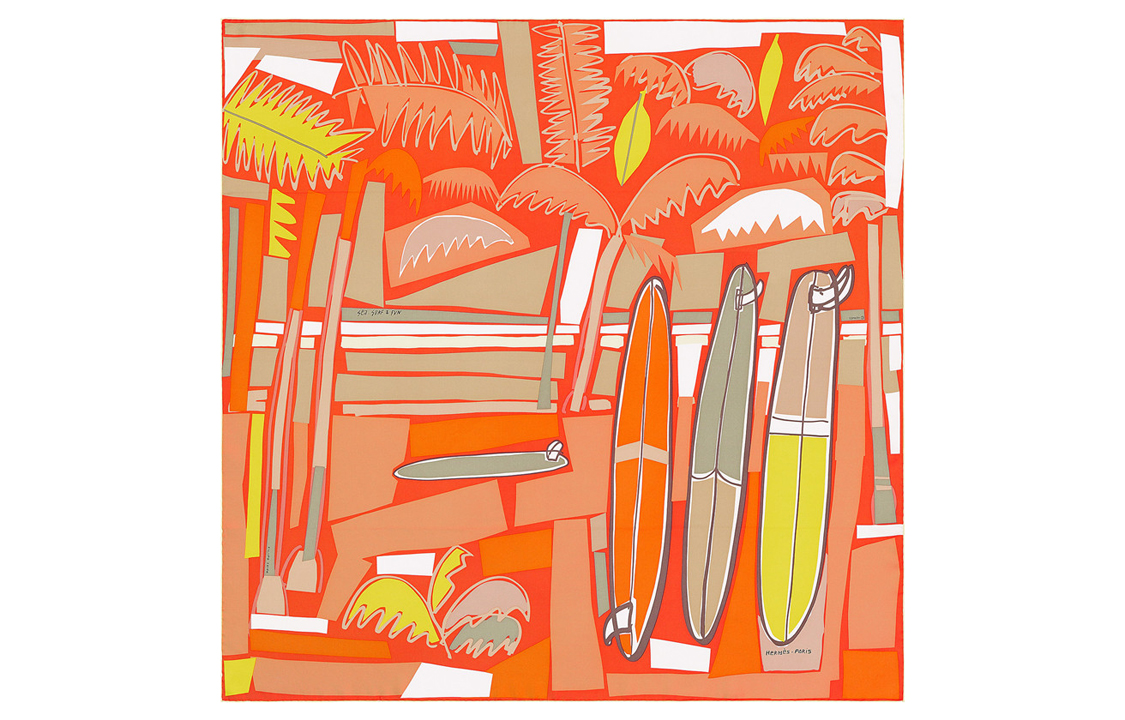 HERMES Sea Surf and Fun Scarf Orange H003161S-09