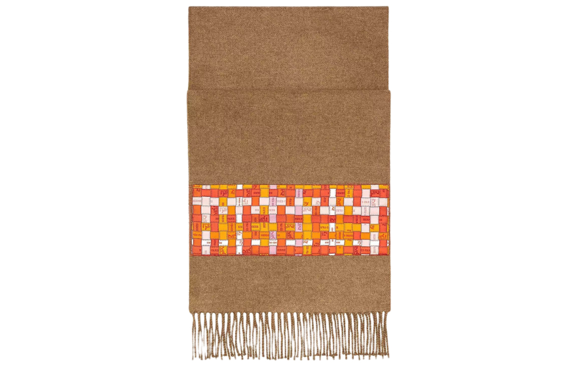 HERMES Silk Applique Scarf Khaki Brown. H259074S-01 圖 2