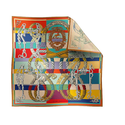 HERMES Silk Scarf Double-Sided Print Unisex Couple Style Multicolor H903578S 10
