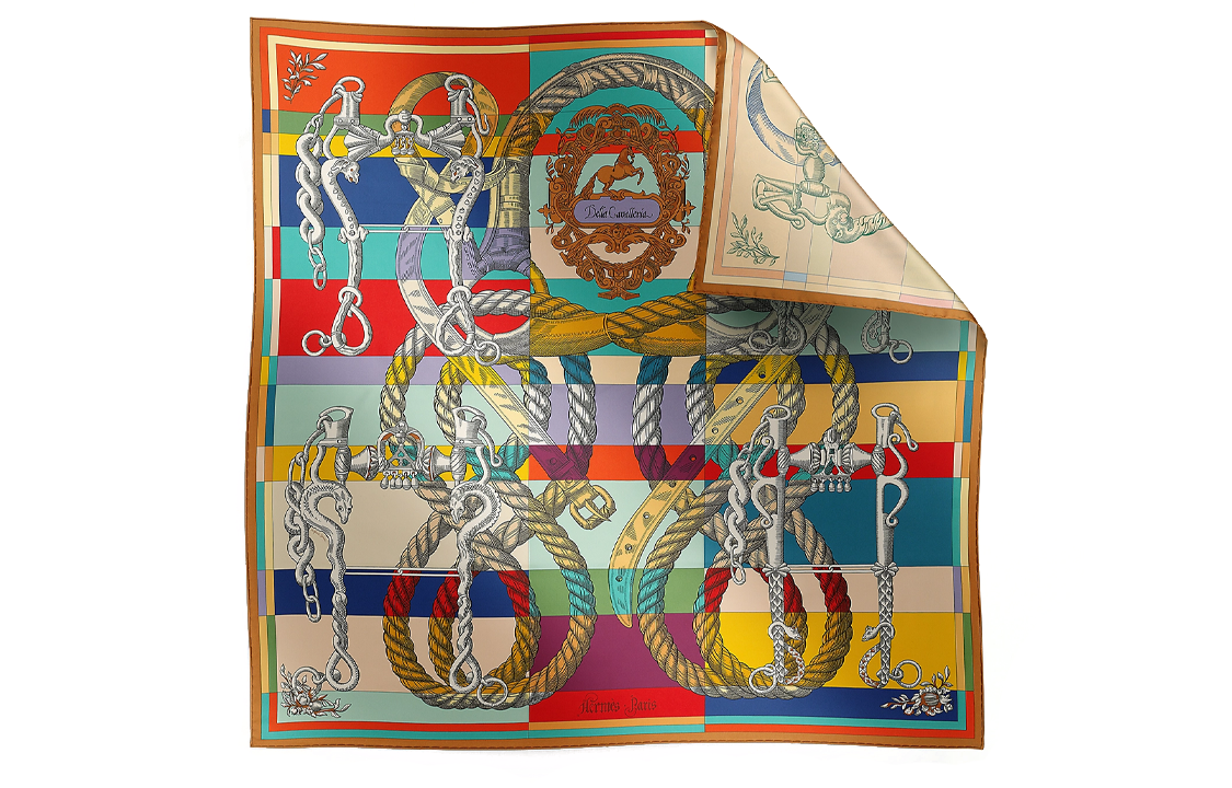 HERMES Silk Scarf Double-Sided Print Unisex Couple Style Multicolor H903578S 10 圖 2