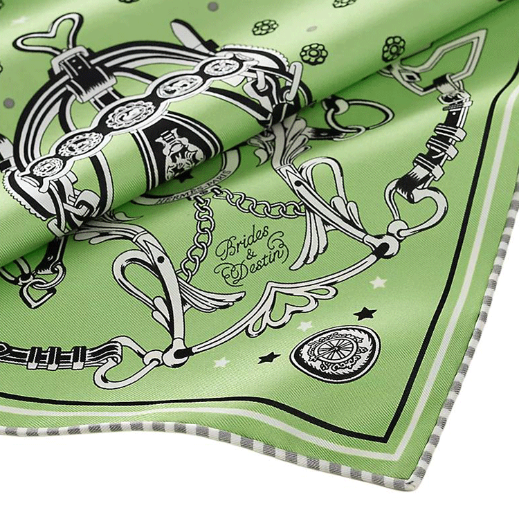 HERMES Silk Scarf Fluorescent Green Unisex Couple Design with Patterns. H044168S 05 圖 3