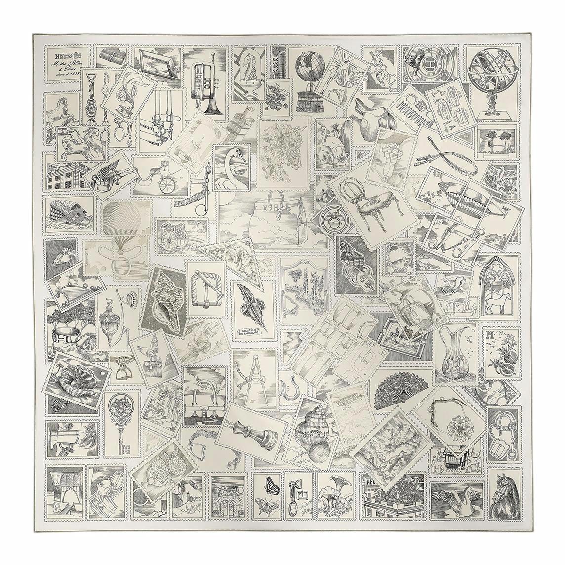 HERMES Silk Scarf Gray Unisex Logo Design Luxury Accessory. H004205S06 圖 2