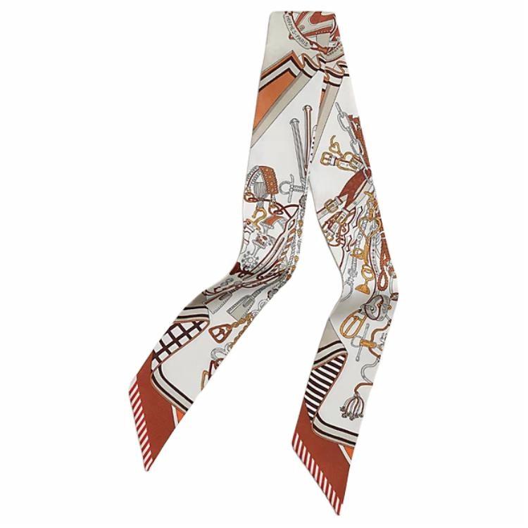 HERMES Silk Scarf Red Unisex Logo Design Satin Mulberry Silk Couple Style. H062842S 07 圖 2