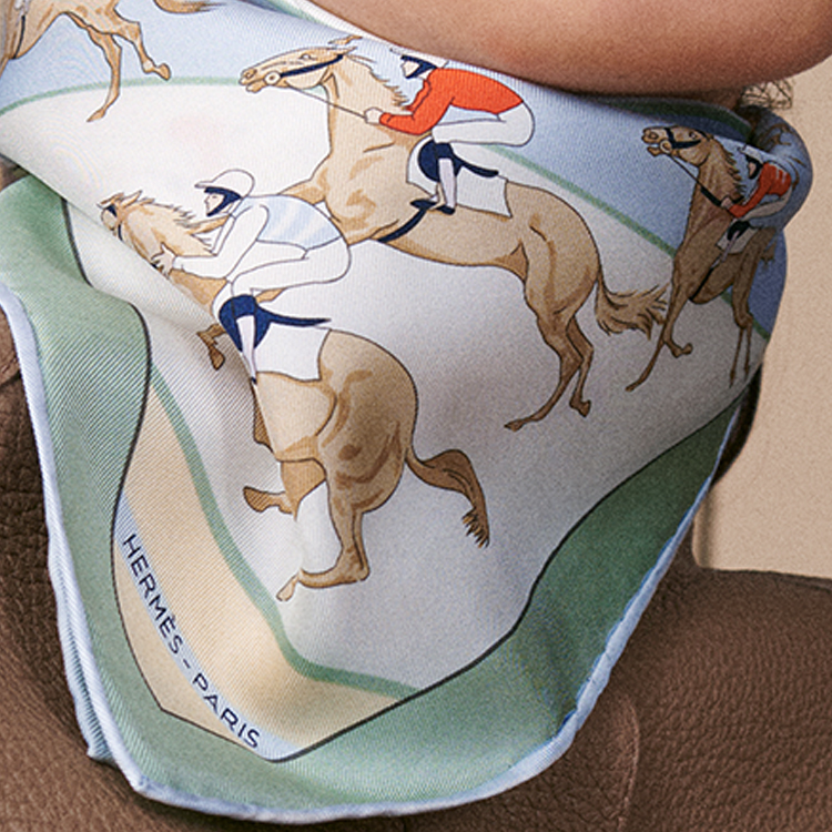 HERMES Silk Scarf Unisex Couples Logo Design - Green/Blue/Orange. H894178S 圖 4