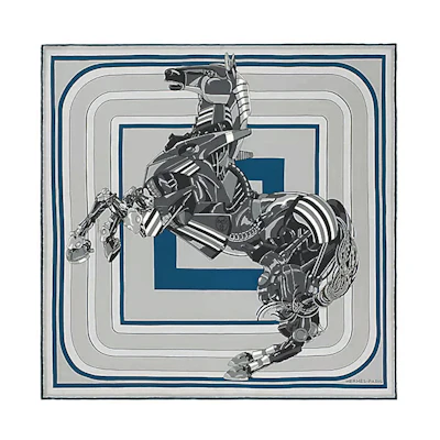 HERMES Silk Scarf with Horse Pattern Unisex Couple Design Multi-color. H803982T 01