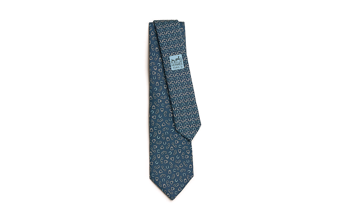 HERMES Silk Tie  Blue with Line Pattern Detailing H006338t 03
