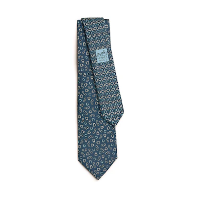 HERMES Silk Tie Blue with Line Pattern Detailing H006338t 03