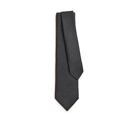 HERMES Silk Tie Black - Unisex Couples Design with Intricate Detailing H036253T 01