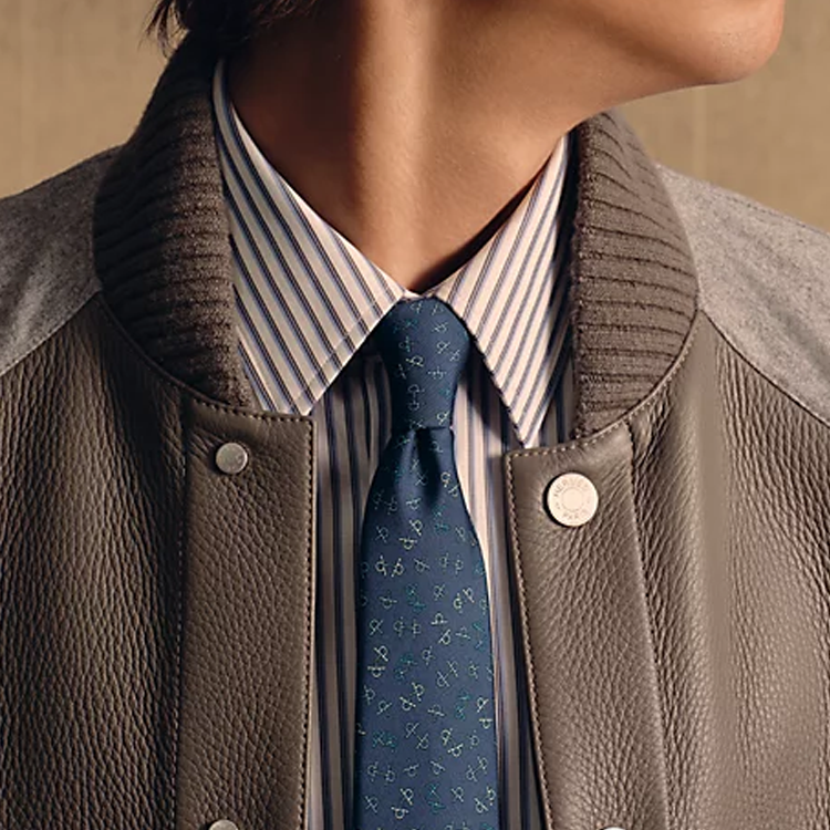 HERMES Silk Tie Blue Unisex with Mors Dance Logo Design. H006362T 圖 4