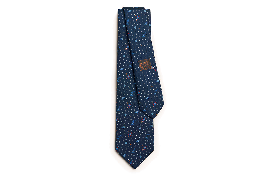 HERMES Silk Tie for Men - Blue with Rocket Print Design. H336120Tv02 圖 2