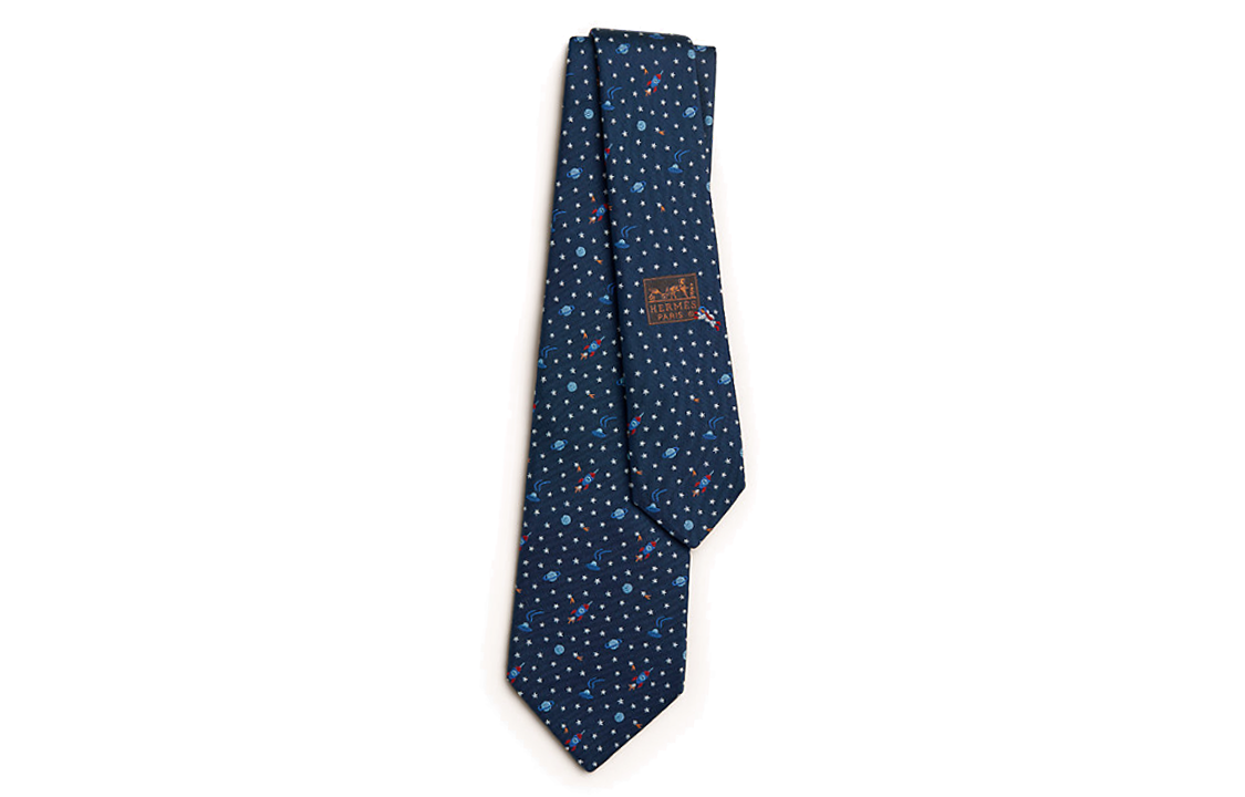 HERMES Silk Tie for Men - Blue with Rocket Print Design. H336120Tv02 圖 3