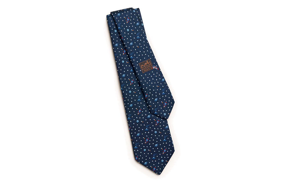 HERMES Silk Tie for Men - Blue with Rocket Print Design. H336120Tv02 圖 4
