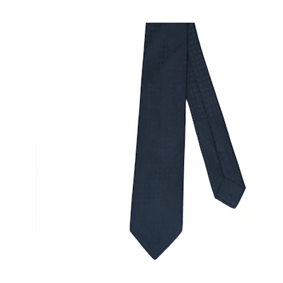 HERMES Silk Tie for Men Blue with Subtle H Pattern Design. H036321T 11
