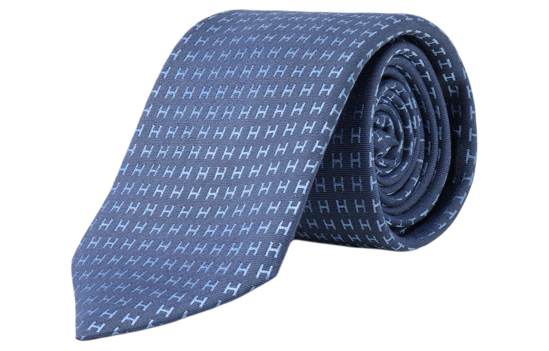 HERMES Silk Tie H Print Unisex Couple Style Blue H032288T17 圖 4