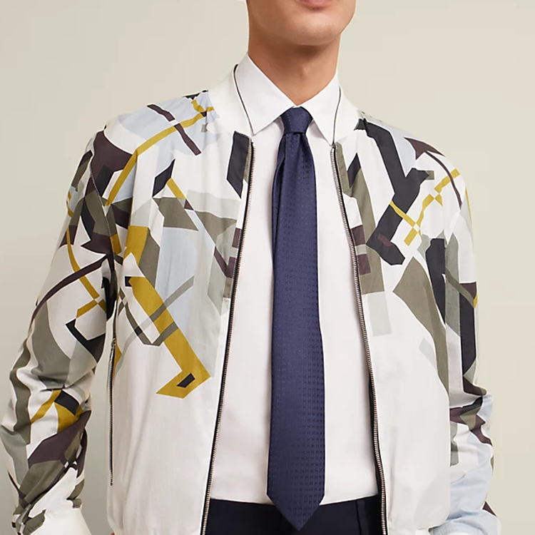 HERMES Silk Tie H Print Unisex Couple Style Blue H032288T17 圖 5