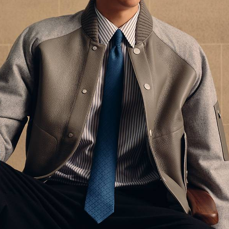 HERMES Silkscreen Pattern  Silk Tie in Blue. H036233T03 圖 4