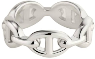 HERMES Silver Logo Design Unisex Couple Ring in Silver. H109507B00049 HERMES Silver Logo Design Unisex Couple Ring in Silver. H109507B00049