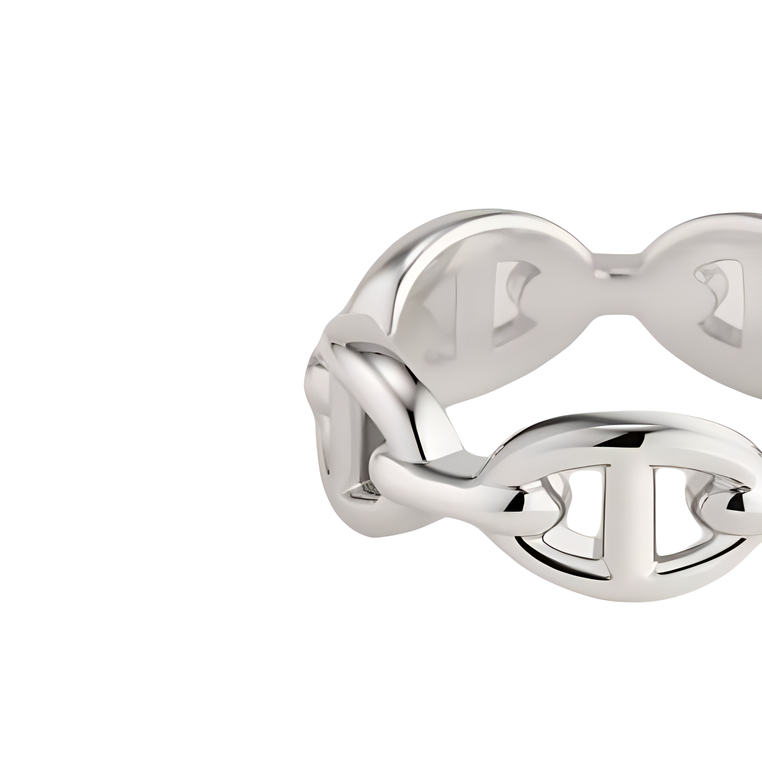 Lookbook 에르메스 실버 로고 디자인 유니섹스 커플 반지 - 실버. H109507B00049