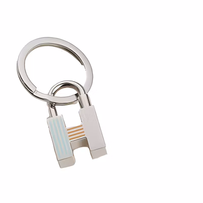 HERMES Silver Striped Street Style Keychain Unisex. H077309FPAC