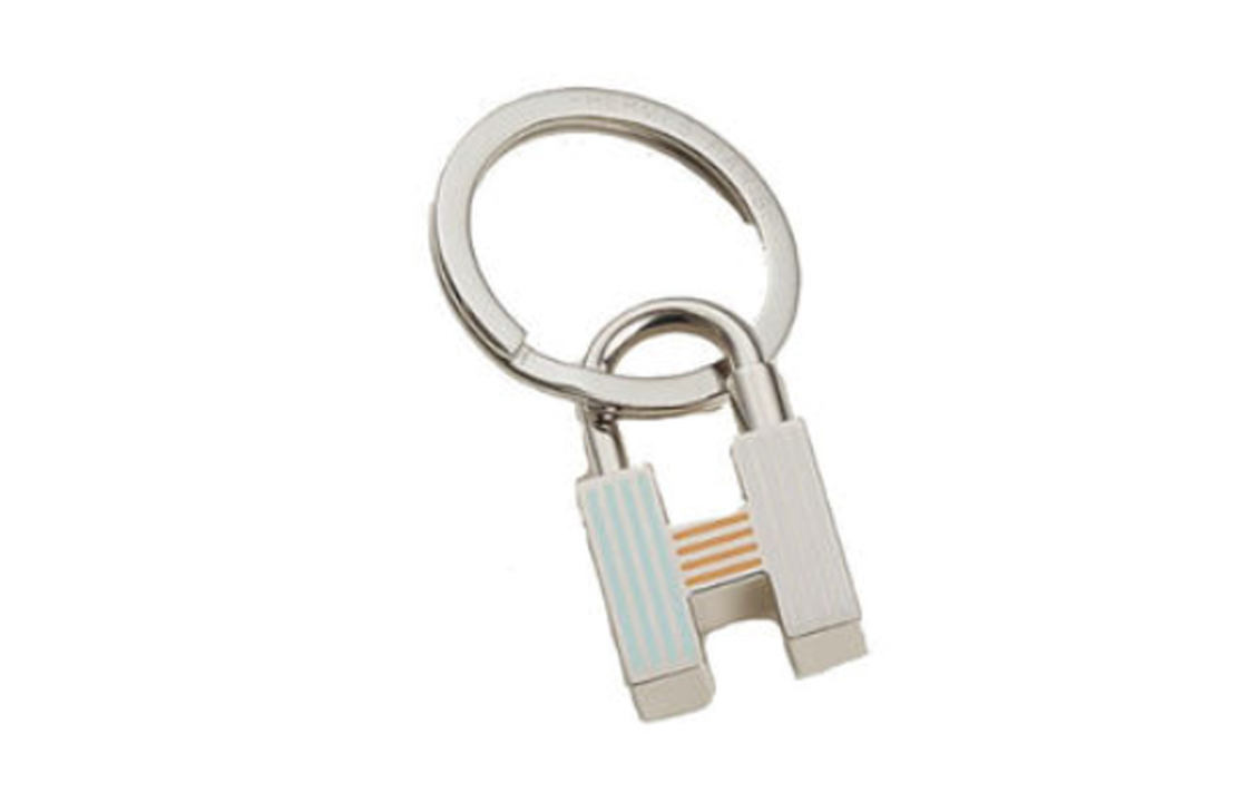 Order HERMES Silver Striped Street Style Keychain Unisex. H077309FPAC