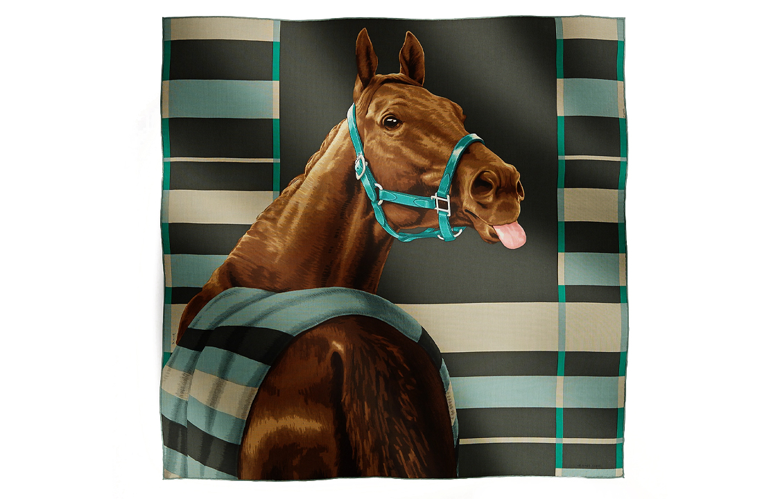 HERMES Single Horse Pattern Wool Scarf for Men - Multicolor. H103999T03 圖 2