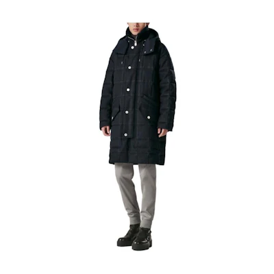 Hermes Slim-Fit Black Hooded Long Jacket with Zipper and Snap Buttons H362240HC0148
