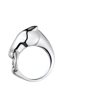HERMES Small Horse Head Ring 925 Silver Unisex Couple Design - Silver. H113603B 00054