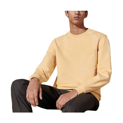 Hermes Solid Banana Yellow Crewneck Long Sleeve Sweatshirt H457830HA0D