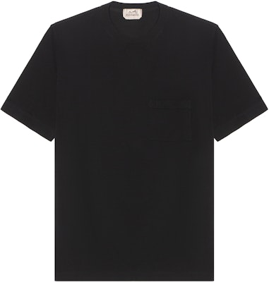 에르메스 솔리드 블랙 크루넥 반소매 티셔츠 H072025HA02 Buy 에르메스 솔리드 블랙 크루넥 반소매 티셔츠 H072025HA02