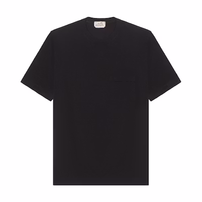 HERMES Solid Black Crew Neck Short Sleeve T-Shirt H072025HA02