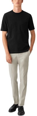 에르메스 솔리드 블랙 크루넥 반소매 티셔츠 H072025HA02 Purchase 에르메스 솔리드 블랙 크루넥 반소매 티셔츠 H072025HA02