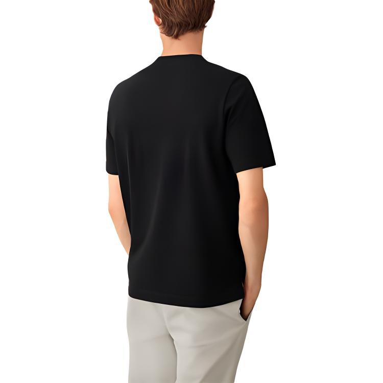 Details for 에르메스 솔리드 블랙 크루넥 반소매 티셔츠 H072025HA02