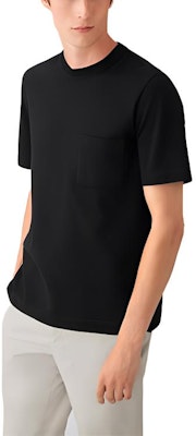 에르메스 솔리드 블랙 크루넥 반소매 티셔츠 H072025HA02 Sizing 에르메스 솔리드 블랙 크루넥 반소매 티셔츠 H072025HA02